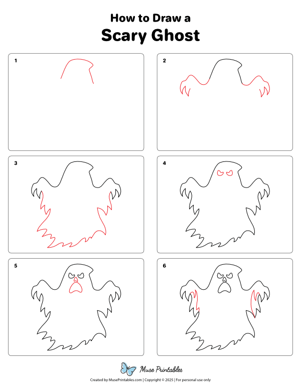 How to Draw a Scary Ghost - Printable Tutorial
