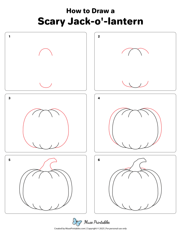 How to Draw a Scary Jack-o'-lantern - Printable Tutorial