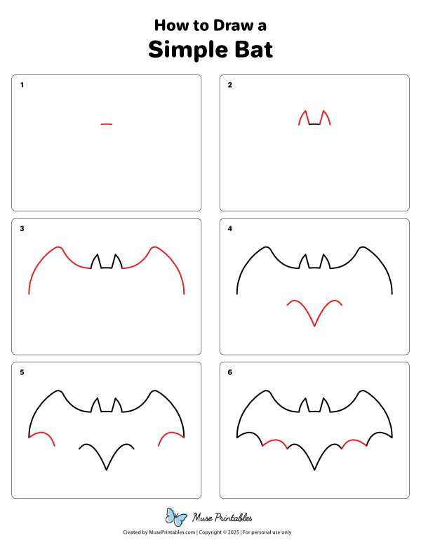 How to Draw a Simple Bat - Printable Tutorial
