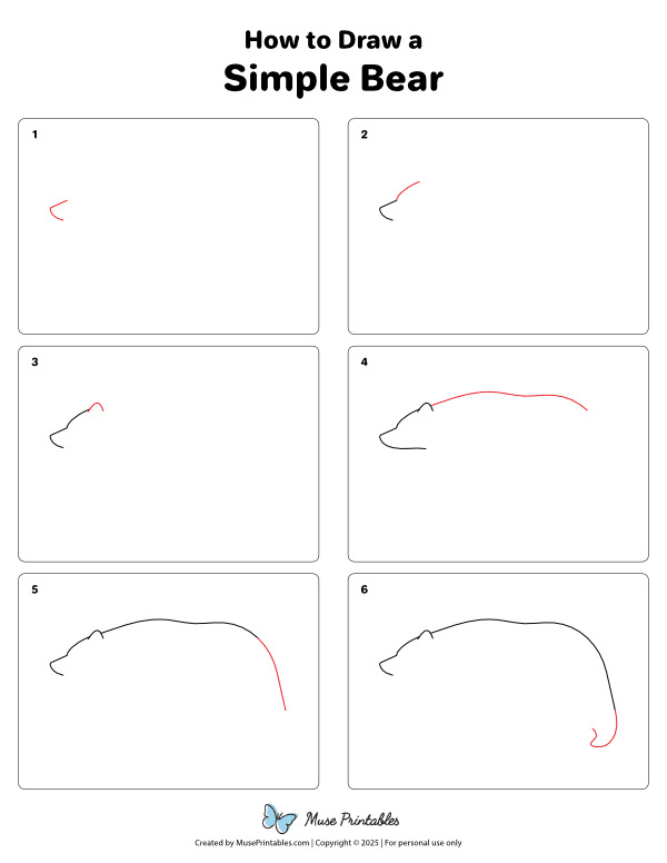 How to Draw a Simple Bear - Printable Tutorial