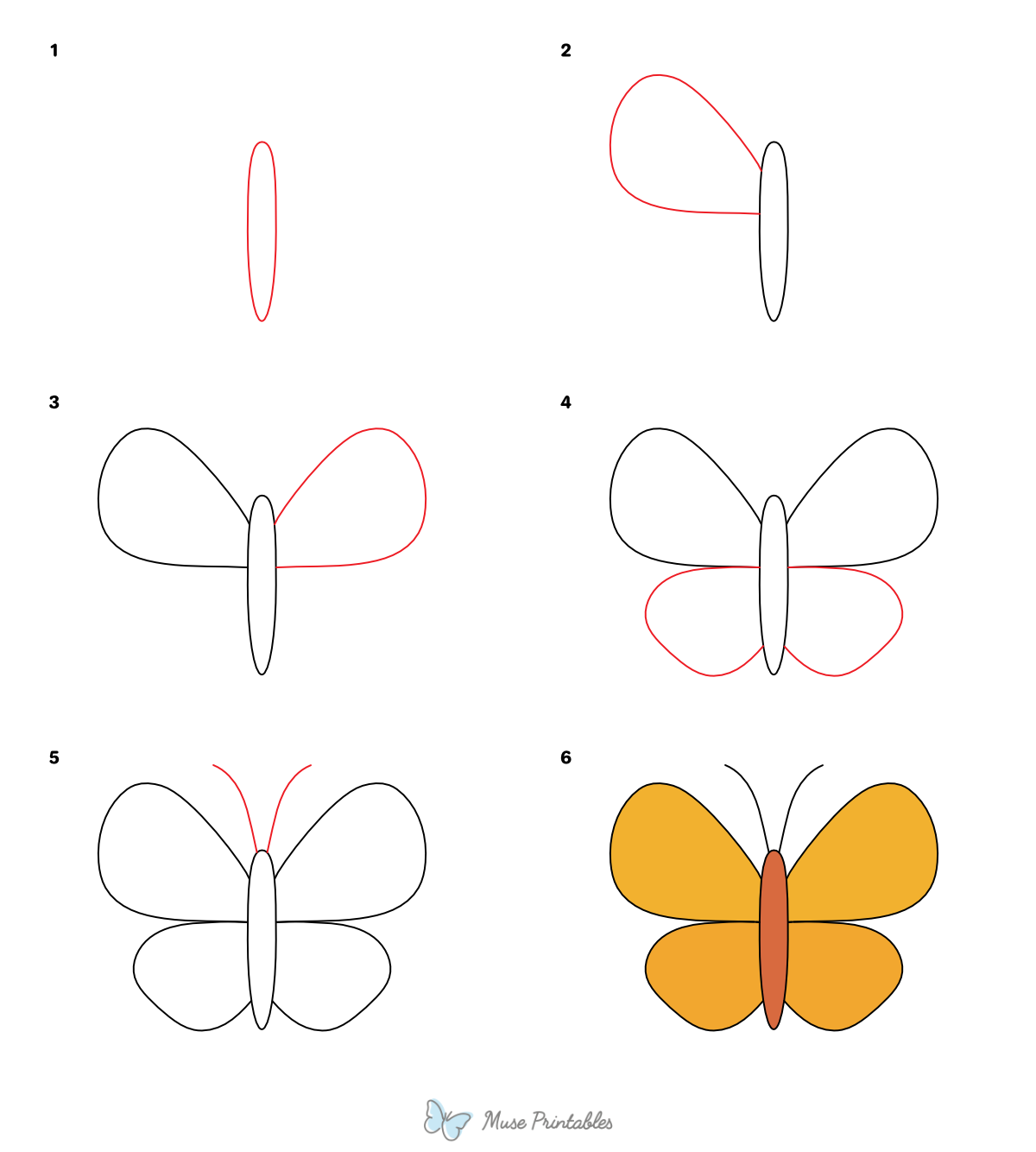 How to Draw a Simple Butterfly - Printable Tutorial