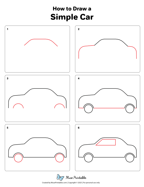 How to Draw a Simple Car - Printable Tutorial