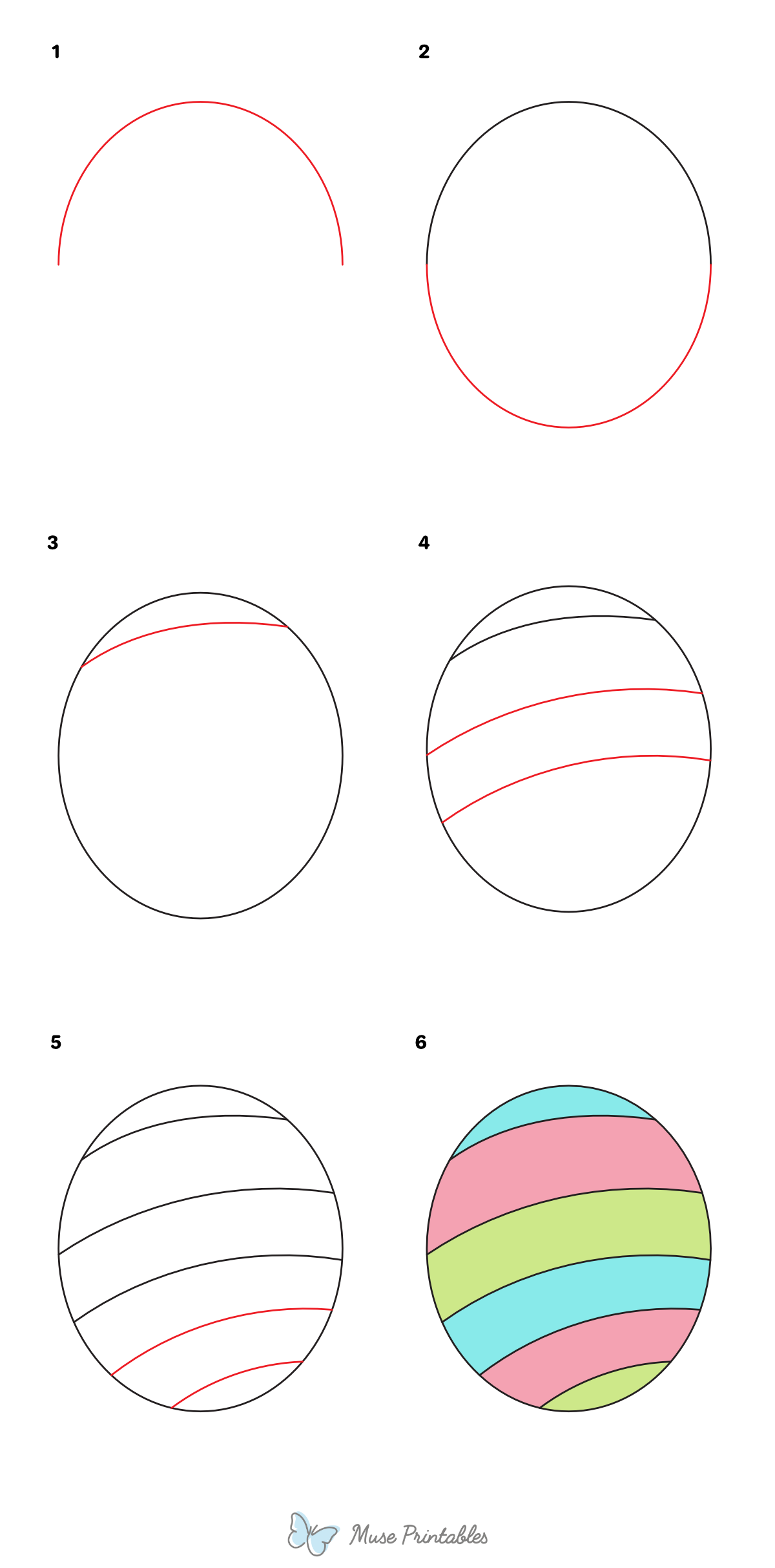 How to Draw a Simple Easter Egg - Printable Tutorial