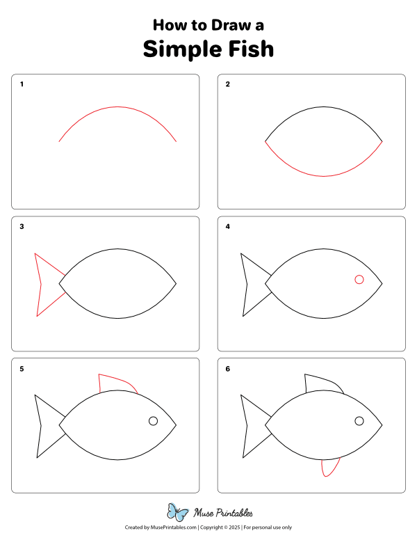How to Draw a Simple Fish - Printable Tutorial