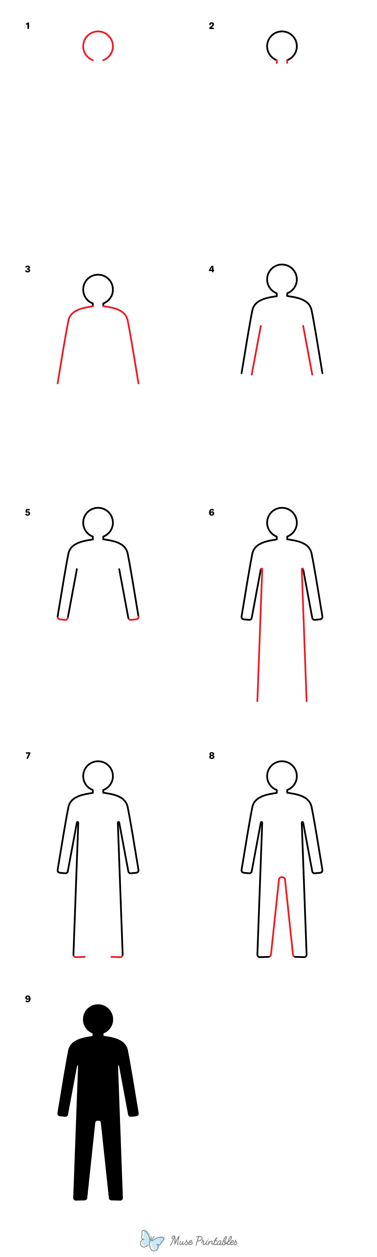 How to Draw a Simple Person - Printable Tutorial