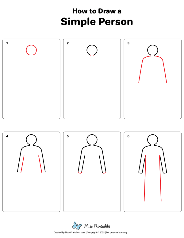 How to Draw a Simple Person - Printable Tutorial