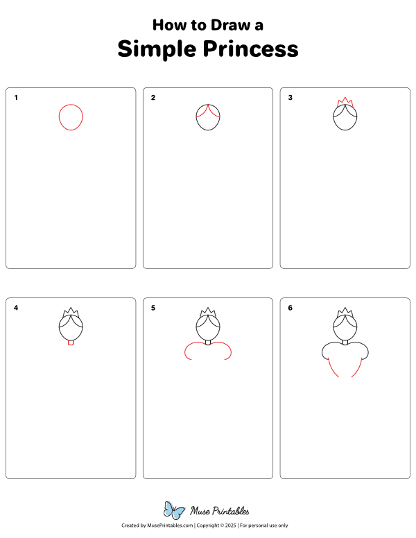 How to Draw a Simple Princess - Printable Tutorial