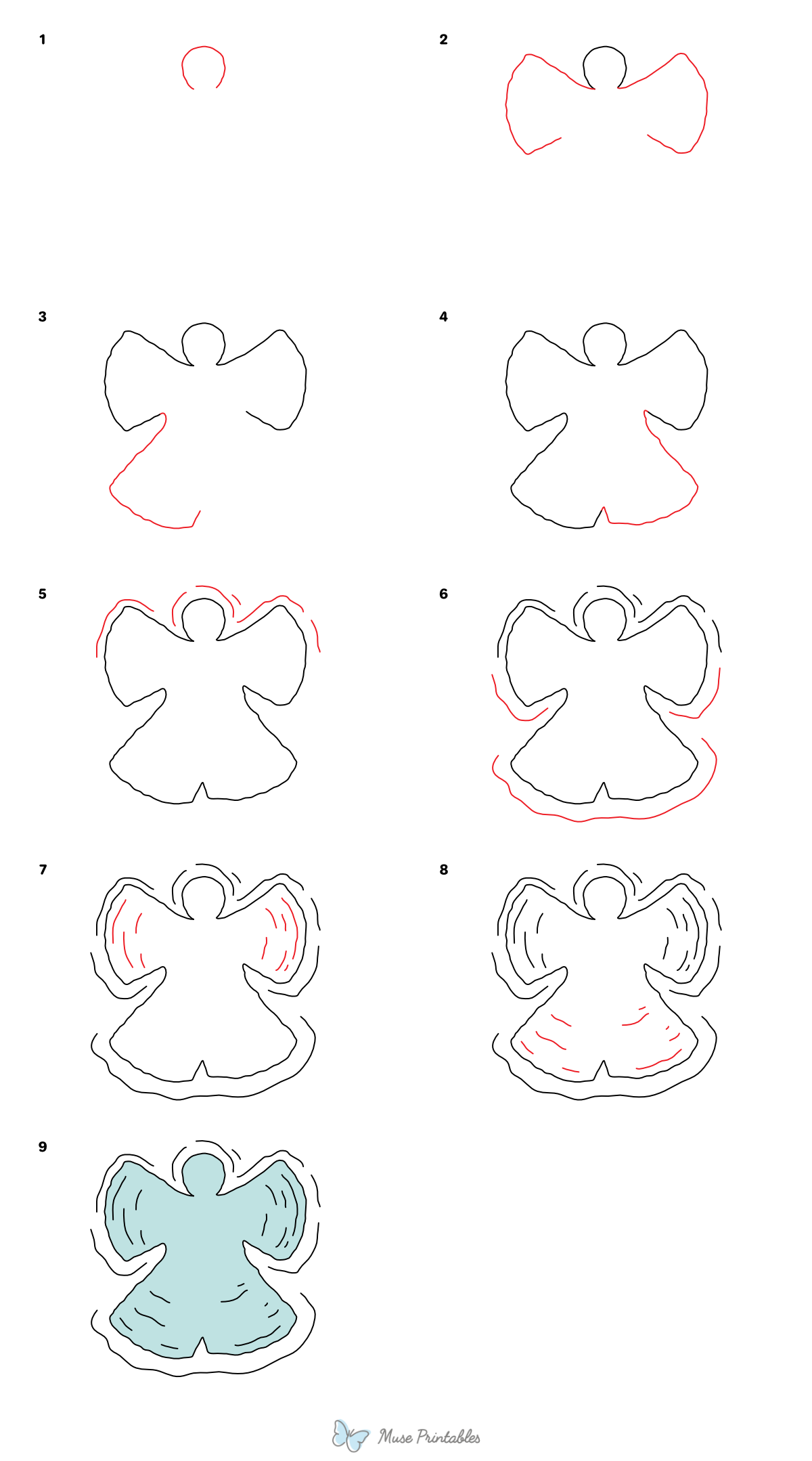 How to Draw a Snow Angel - Printable Tutorial