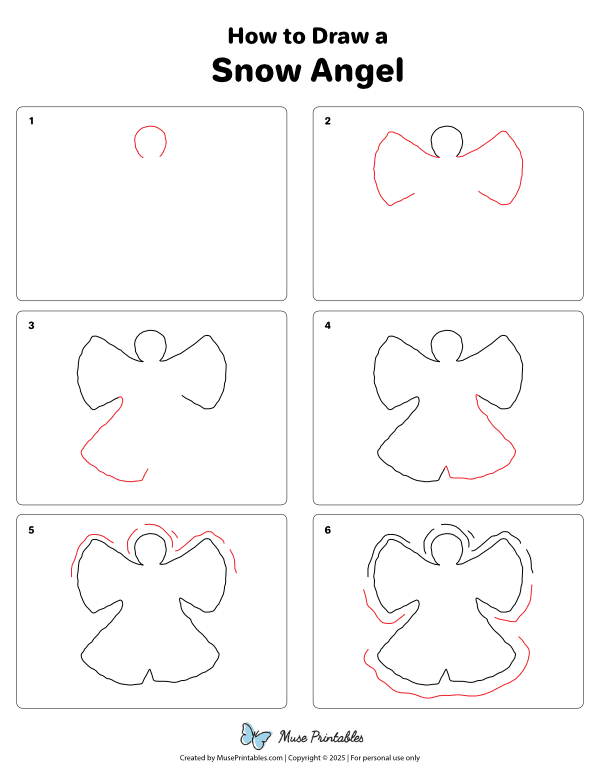 How to Draw a Snow Angel - Printable Tutorial