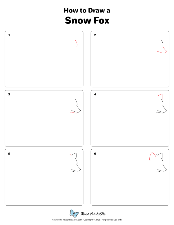 How to Draw a Snow Fox - Printable Tutorial