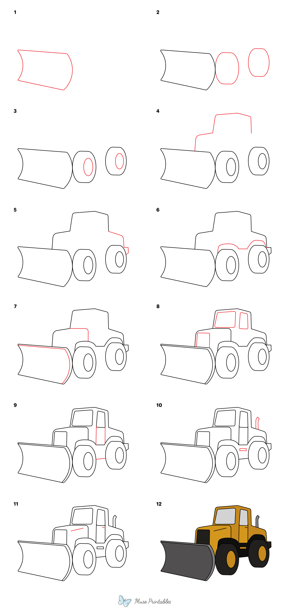 How to Draw a Snow Plow - Printable Tutorial