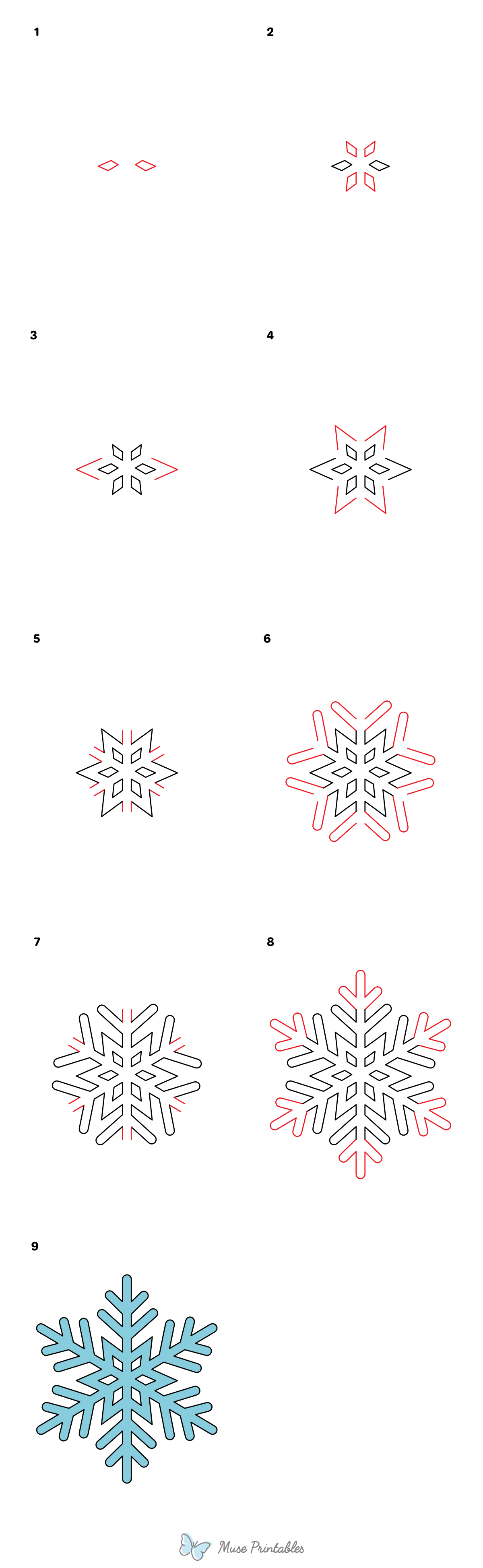 How to Draw a Snowflake - Printable Tutorial