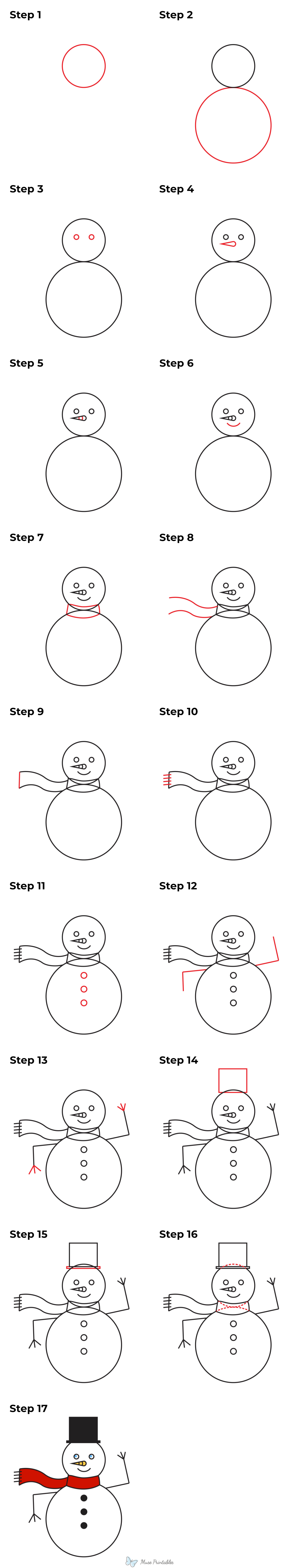 How to Draw a Snowman - Printable Tutorial