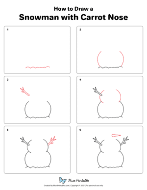 How to Draw a Snowman With Carrot Nose