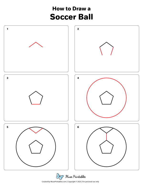 How to Draw a Soccer Ball - Printable Tutorial