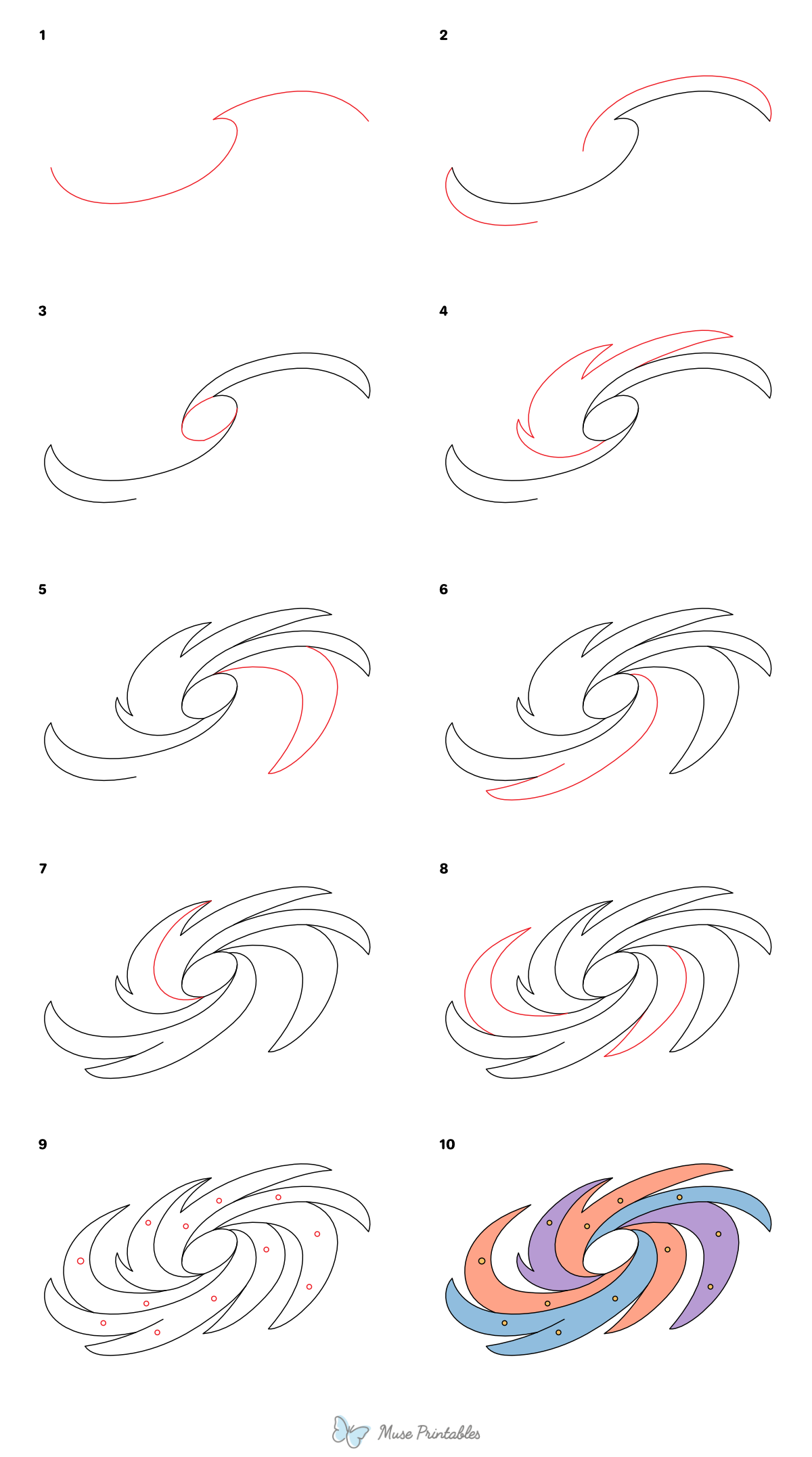 How to Draw a Spiral Galaxy - Printable Tutorial