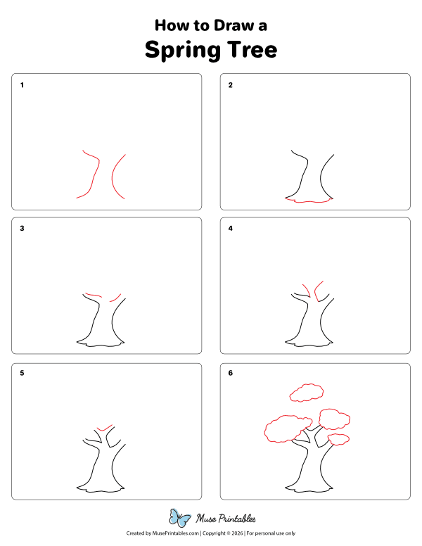 How to Draw a Spring Tree - Printable Tutorial