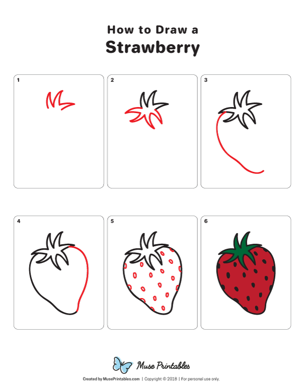 How to Draw a Strawberry - Printable Tutorial
