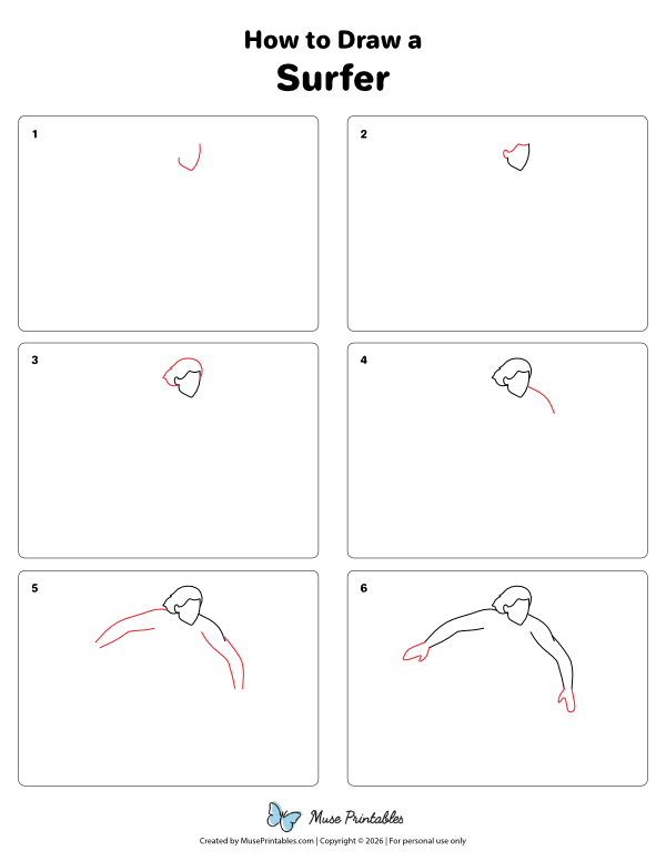 How to Draw a Surfer - Printable Tutorial