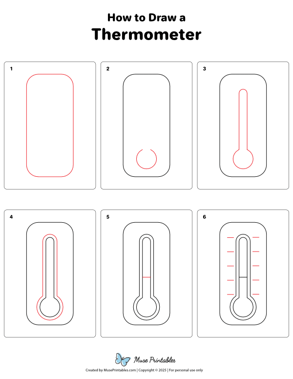 How to Draw a Thermometer - Printable Tutorial