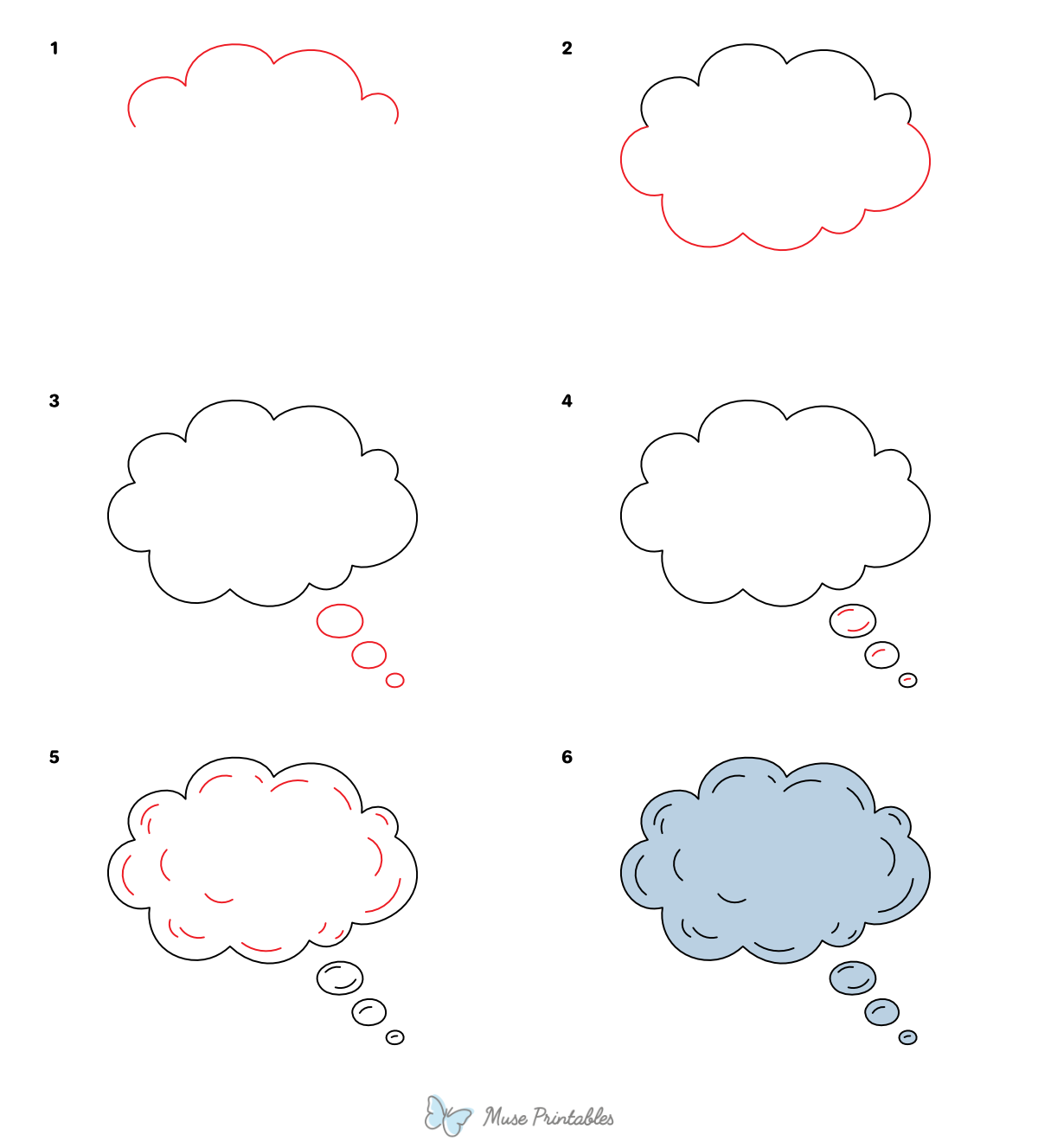How to Draw a Thought Bubble - Printable Tutorial