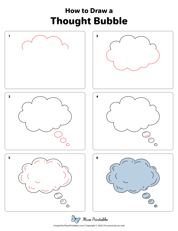 How to Draw a Thought Bubble - Printable Tutorial
