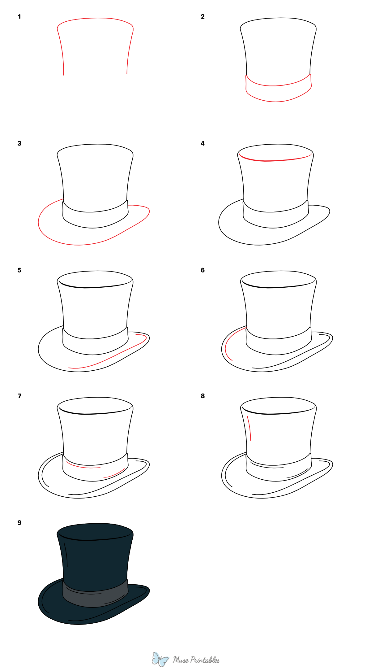 How to Draw a Top Hat - Printable Tutorial