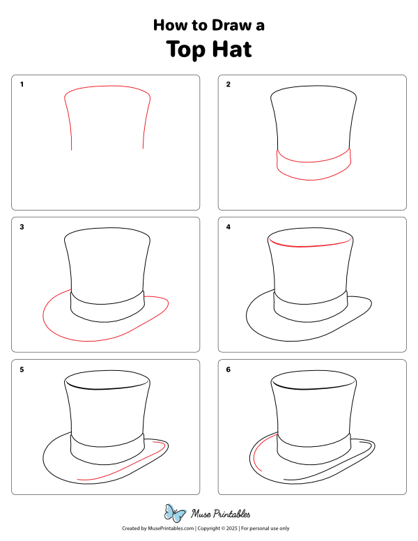 How to Draw a Top Hat - Printable Tutorial