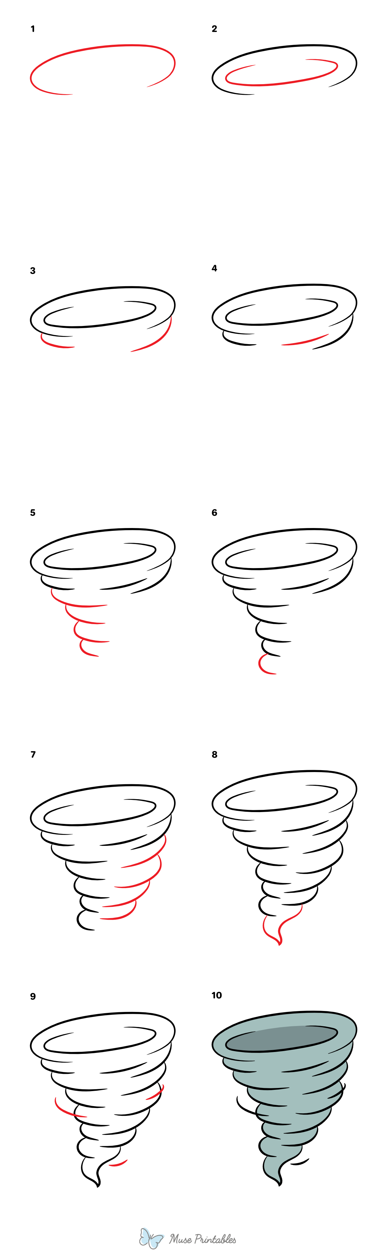 How to Draw a Tornado - Printable Tutorial
