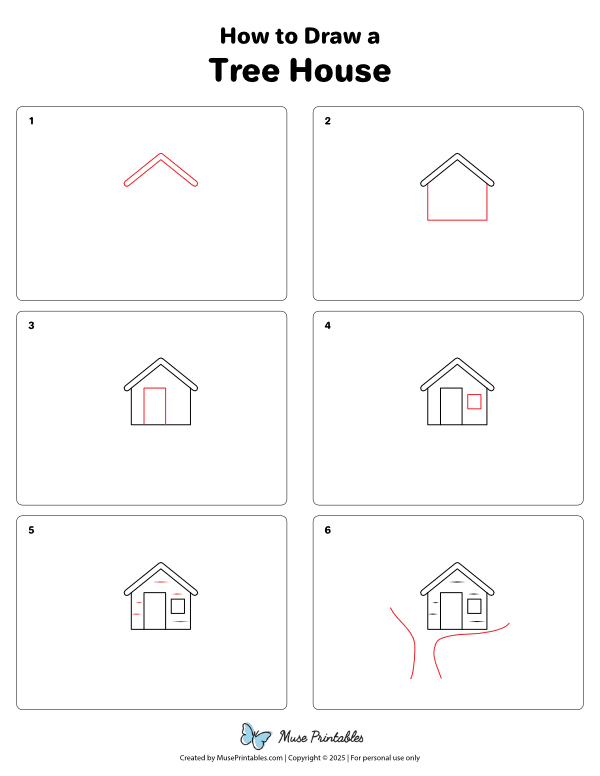 How to Draw a Tree House - Printable Tutorial
