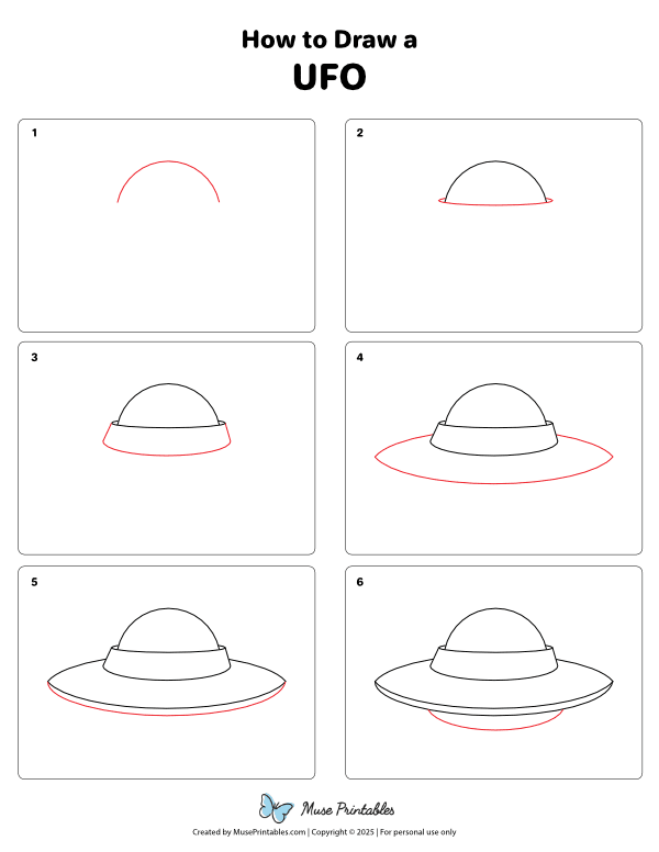 How to Draw a UFO - Printable Tutorial