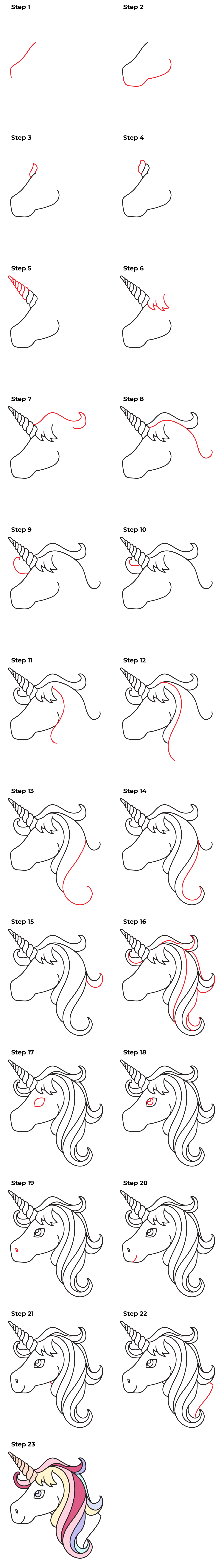 unicorn head drawing