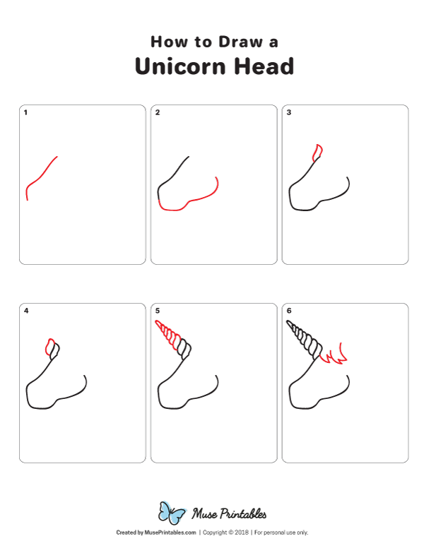 How to Draw a Unicorn Head - Printable Tutorial