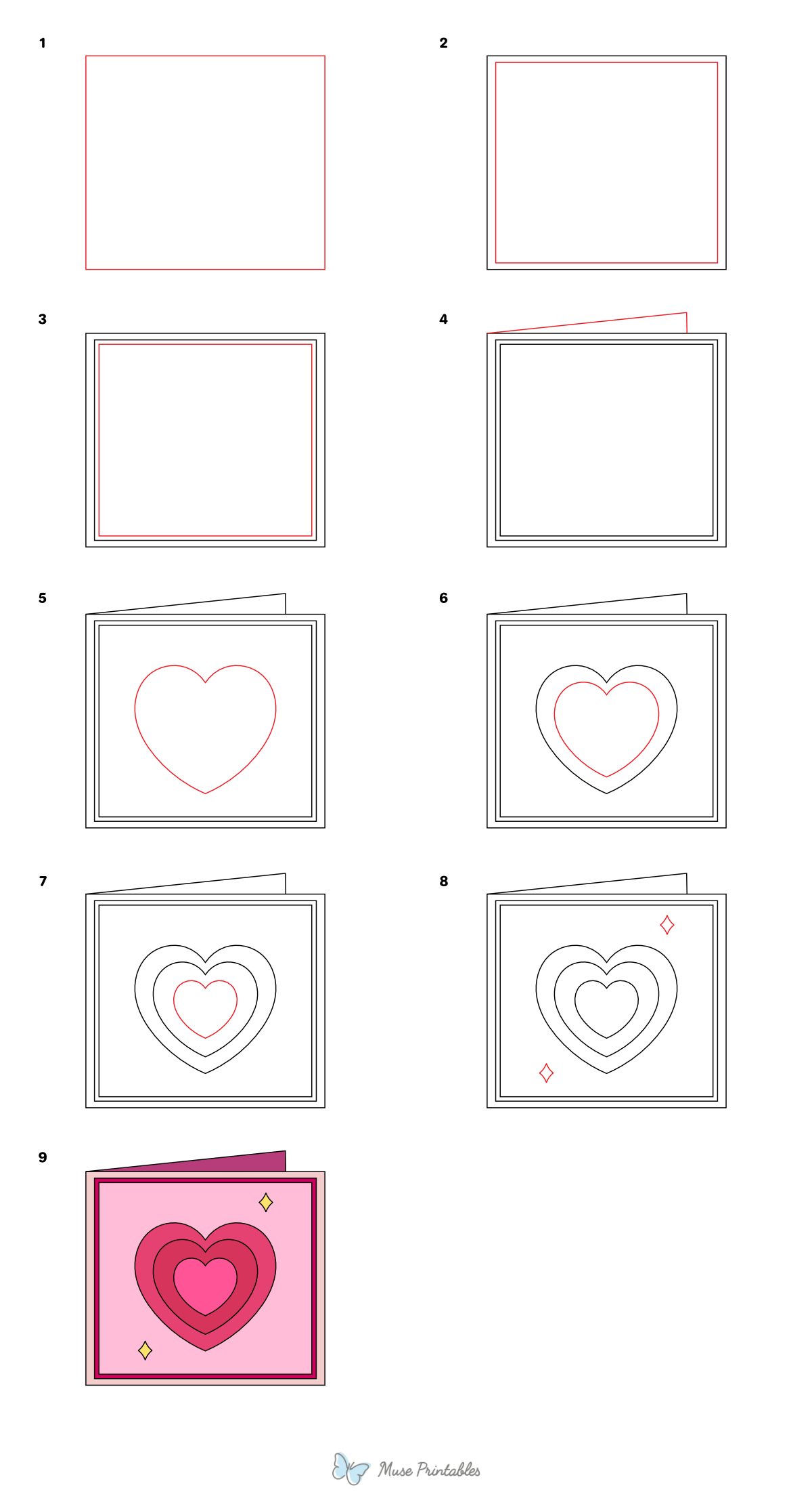 How to Draw a Valentine's Day Card - Printable Tutorial