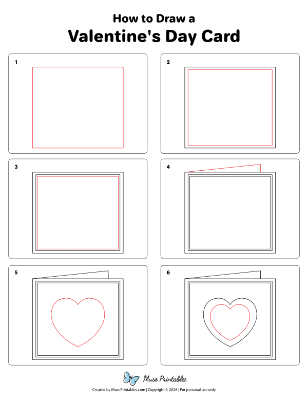 How to Draw a Valentine's Day Card - Printable Tutorial