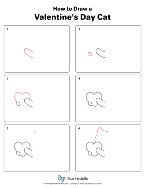 How to Draw a Valentine's Day Cat