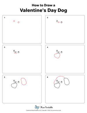 How to Draw a Valentine's Day Dog