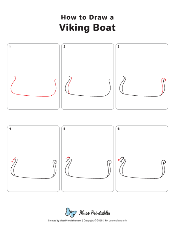 How to Draw a Viking Boat - Printable Tutorial