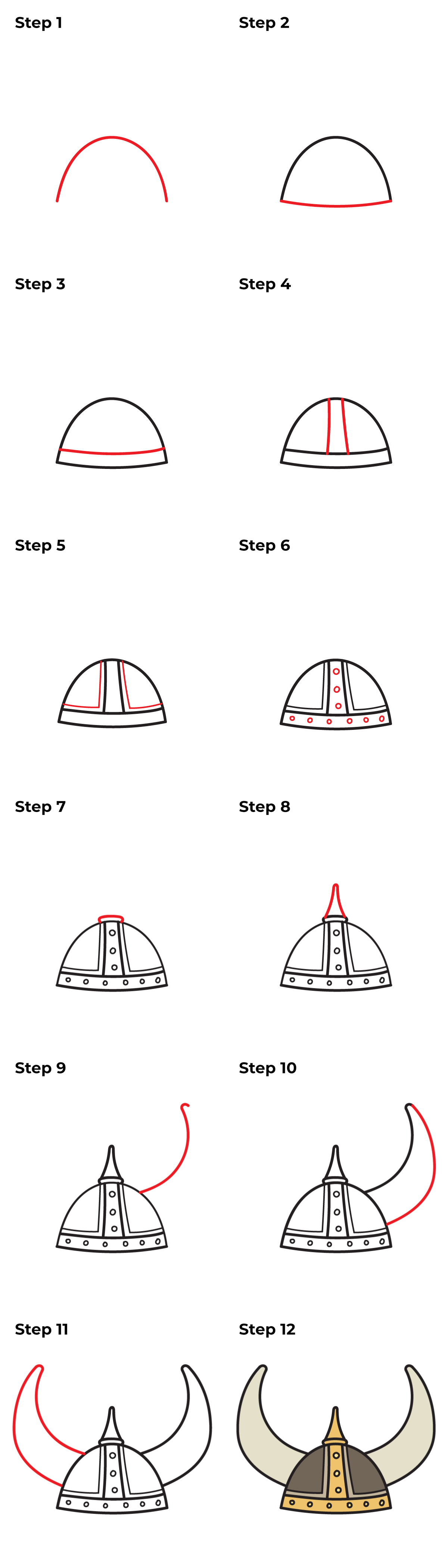 How to Draw a Viking Helmet - Printable Tutorial