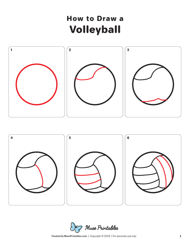 How to Draw a Volleyball - Printable Tutorial