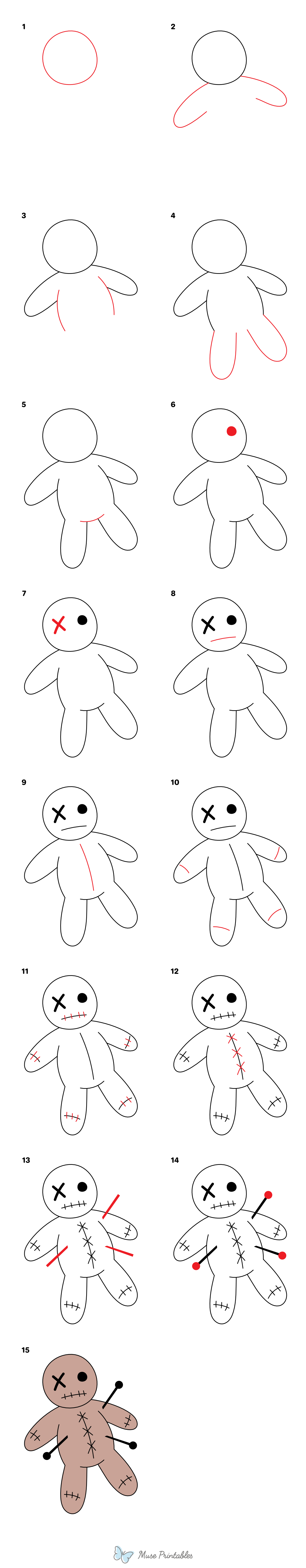 How to Draw a Voodoo Doll - Printable Tutorial