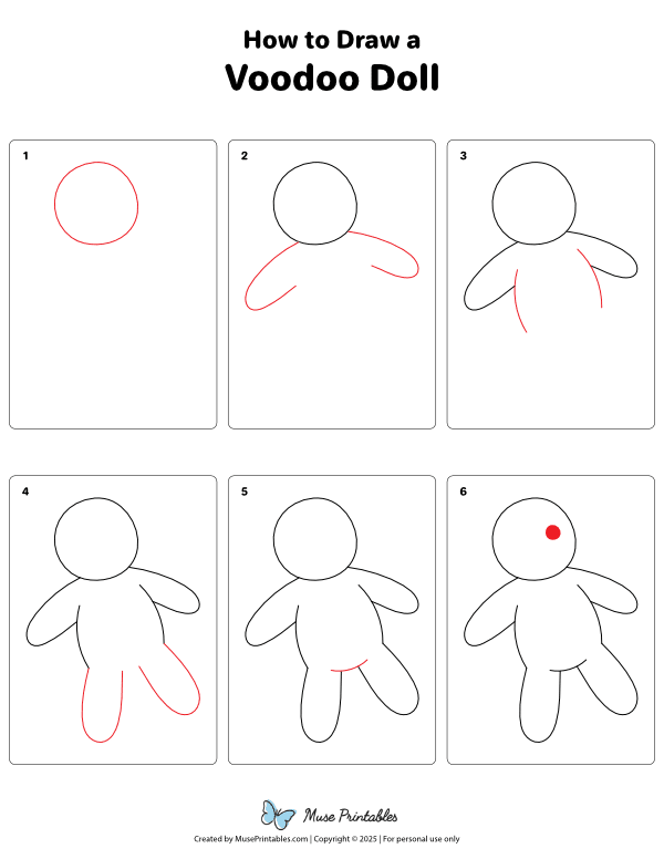 How to Draw a Voodoo Doll - Printable Tutorial