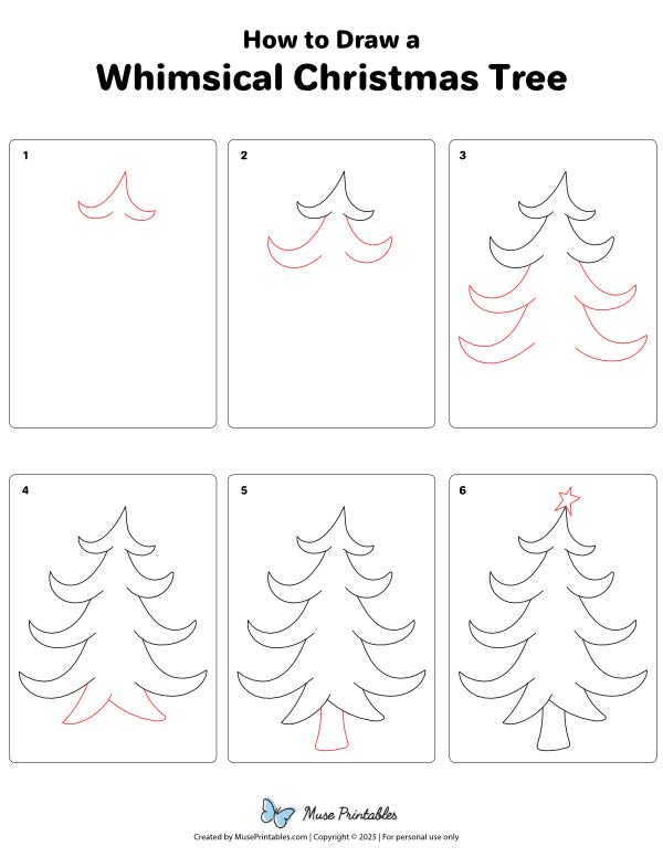 How to Draw a Whimsical Christmas Tree - Printable Tutorial