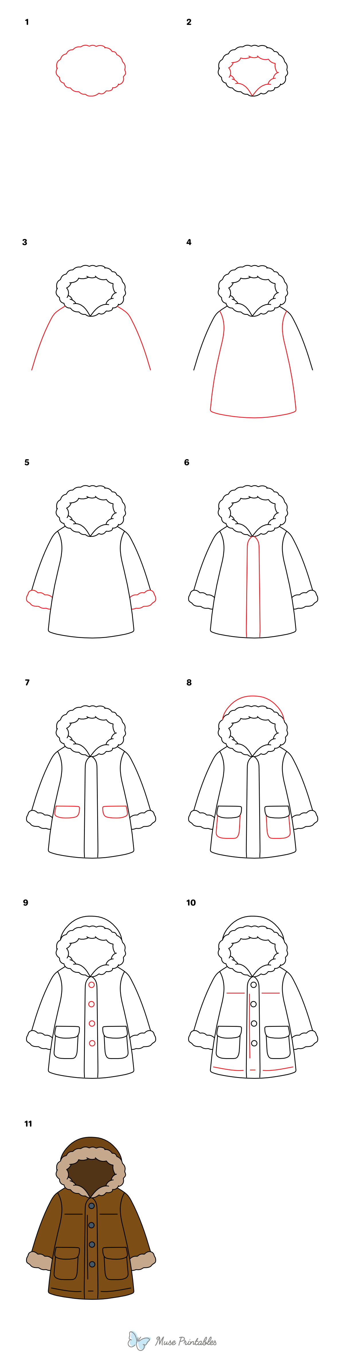 How to Draw a Winter Coat - Printable Tutorial
