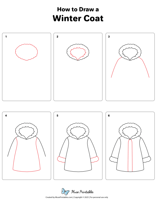 How to Draw a Winter Coat - Printable Tutorial