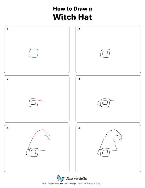 How to Draw a Witch Hat - Printable Tutorial