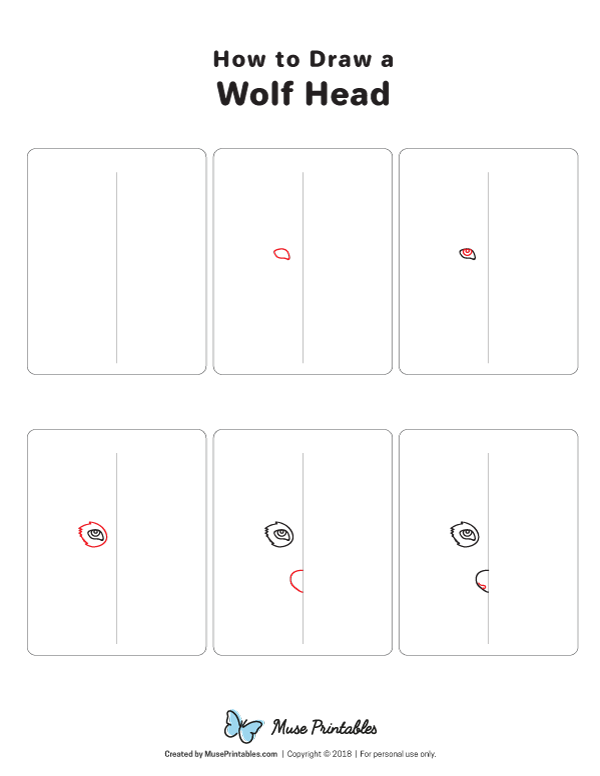 How to Draw a Wolf Head - Printable Tutorial