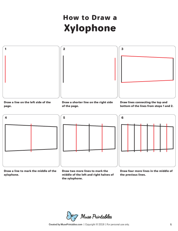 How to Draw a Xylophone - Printable Tutorial
