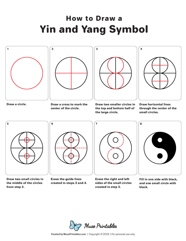 How to Draw a Ying and Yang Symbol - Printable Tutorial