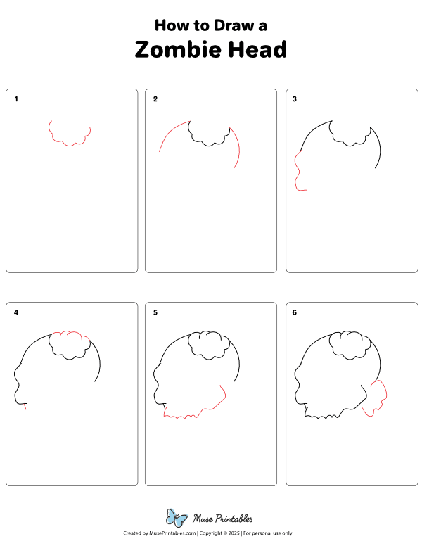 How to Draw a Zombie Head - Printable Tutorial